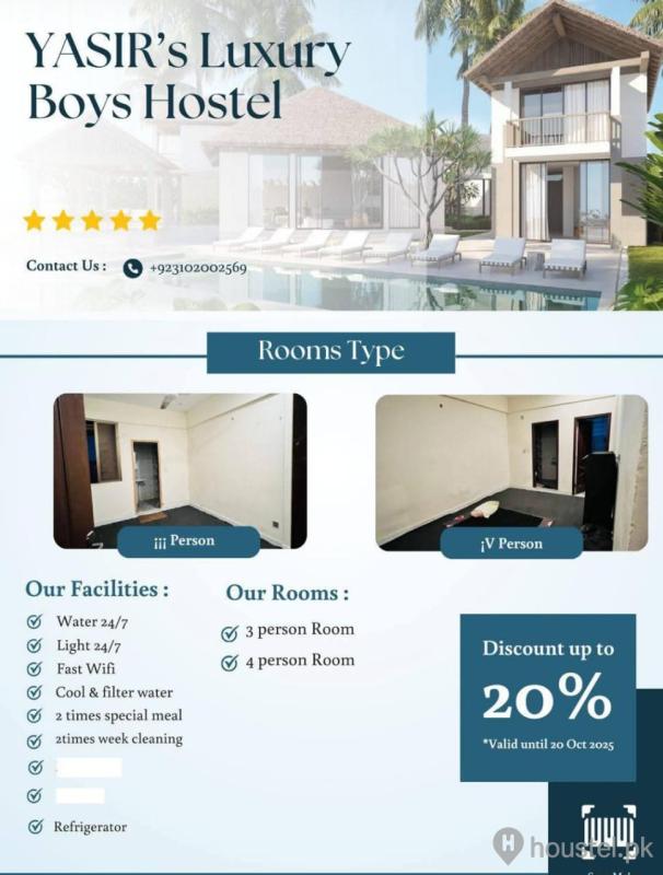 YASIR's Luxury Boys Hostel Boys Hostel in Karachi with Mess, WiFi from PKR 10,000